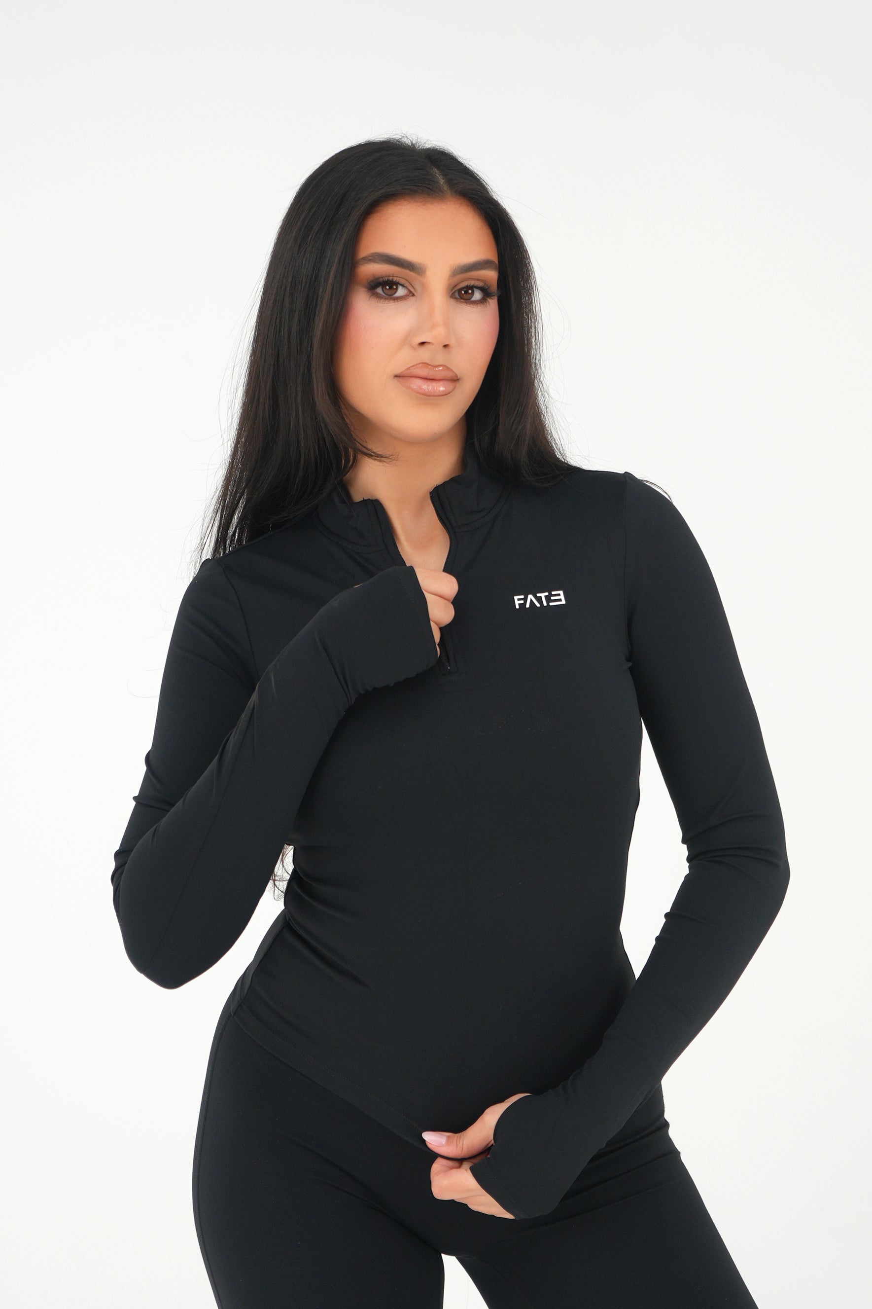 CLASSIC QUARTER ZIP LONG SLEEVE - BLACK – Fate Active