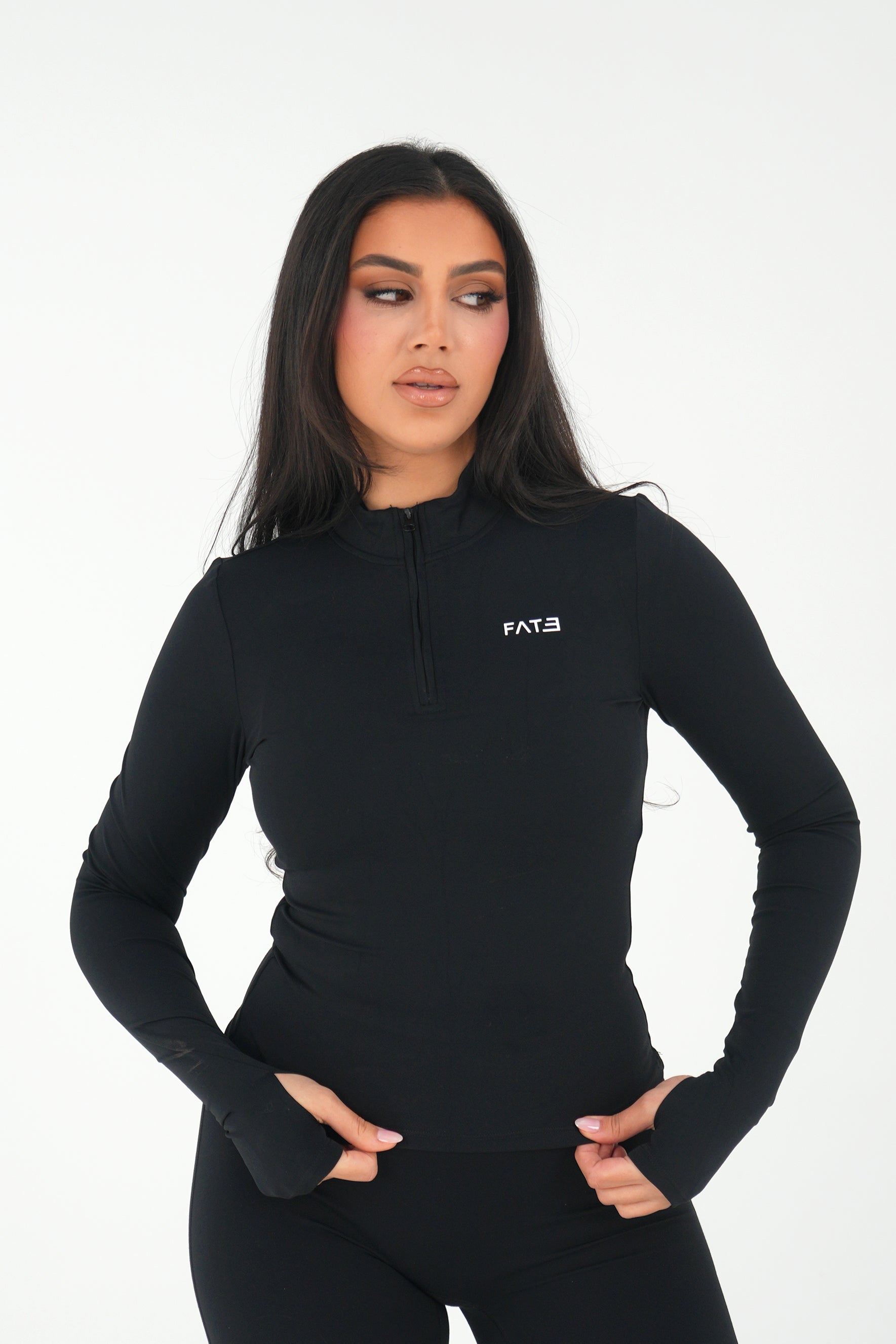 CLASSIC QUARTER ZIP LONG SLEEVE - BLACK – Fate Active
